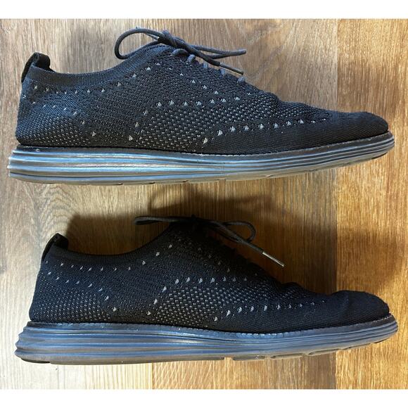 Cole Haan Black Men's Oxford Wingtip Soft Shell Lace up Shoes Size 9.5 - Picture 4 of 9